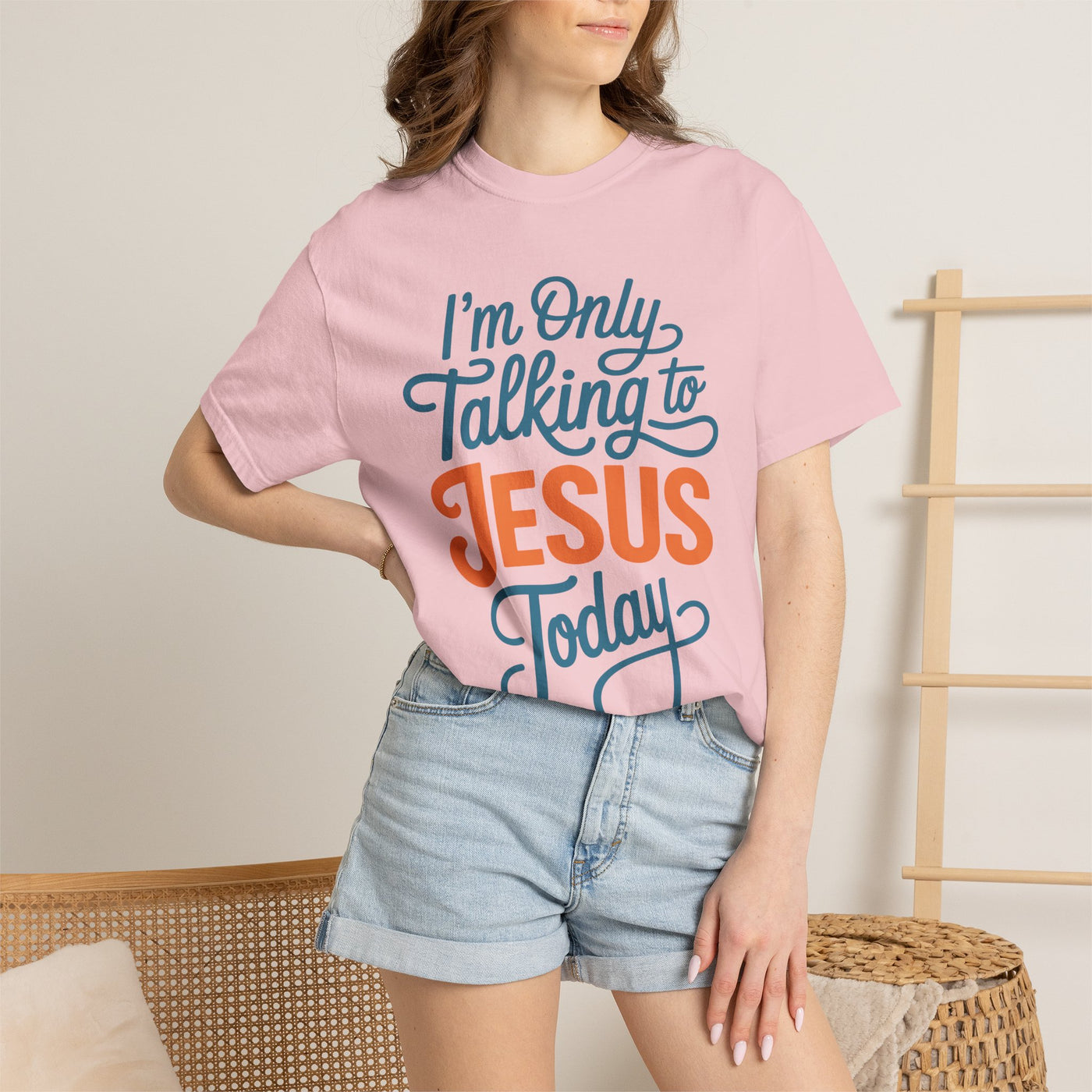 Christian Faith Comfort Colors Shirt, I'm Only Talking To Jesus Today Tee, Religious Graphic Shirt, Prayer Warrior Gift for Women
