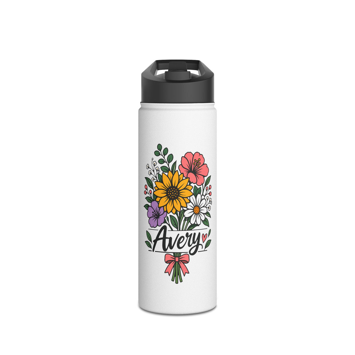 Personalized Water Bottle for Girls, Floral Reusable Drink Bottle, Custom Name Gift, Cute School Water Bottle, Hydration Bottle