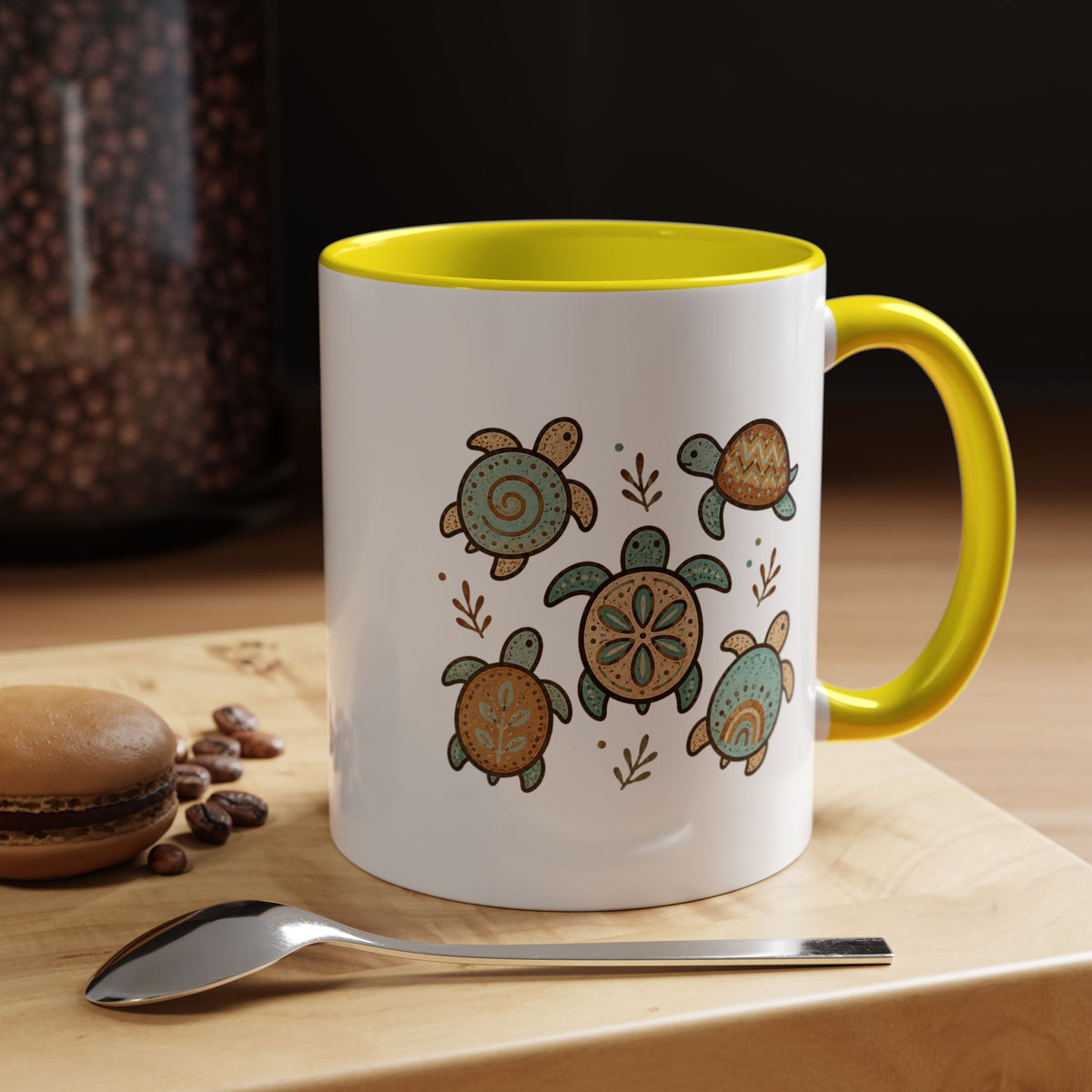Sea Turtle Mug, Boho Coastal Coffee Cup, Ocean Animal Lover Gift, Beach House Kitchen Decor, Unique Birthday Present for Marine Life Fan
