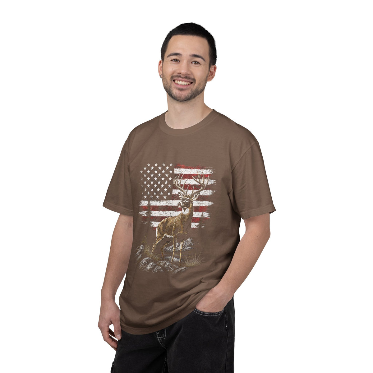 Patriotic Deer Shirt, American Flag Buck T Shirt, Deer Lover Gift, Outdoors Graphic Tee, Country Style Shirt, Fourth of July Gift