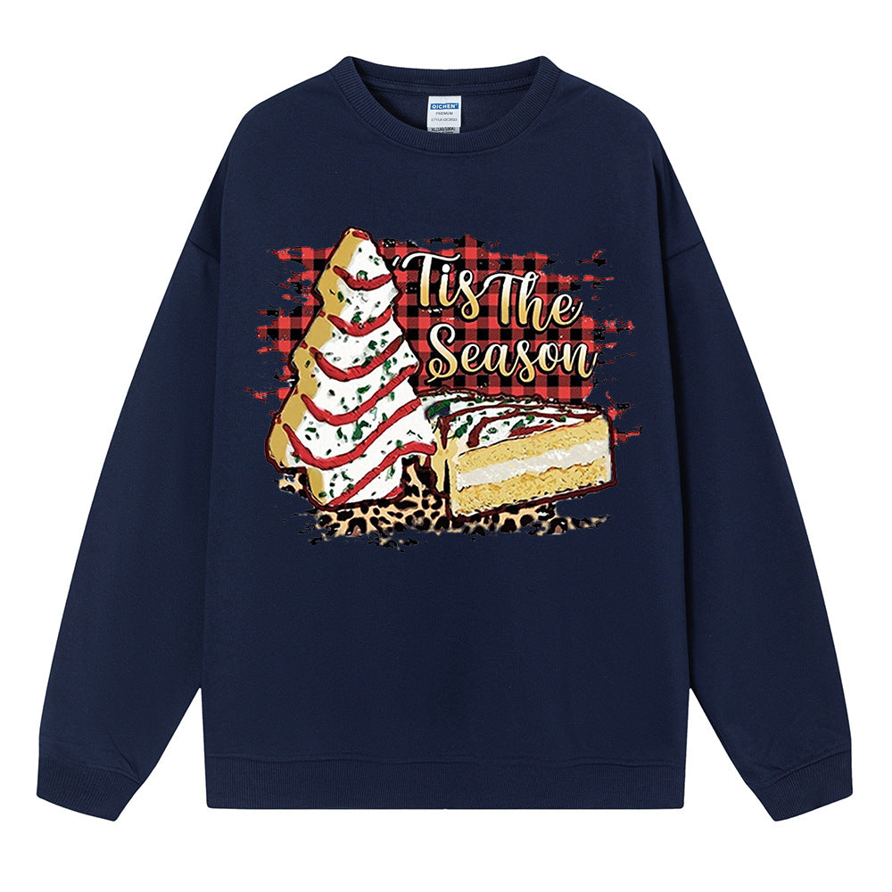 Cake print Christmas sweatshirt for ladies