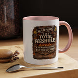 Funny Adult Humor Mug, Warning Total Asshole Coffee Mug, Sarcastic Gift for Men, Offensive Humor Cup, Funny Friend Gift