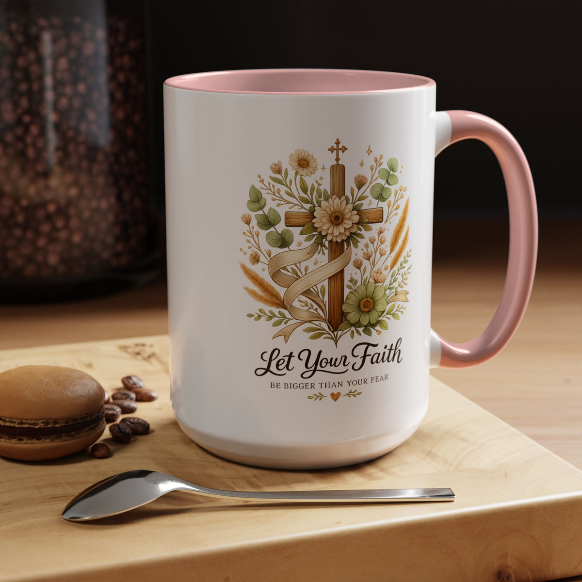 Christian Faith Inspirational Mug, Let Your Faith Be Bigger Than Your Fear Coffee Mug, Religious Gift for Women, Prayer Mug