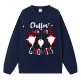 Chillin' With My Gnomies Sweatshirt, Christmas Graphic Crewneck Pullover