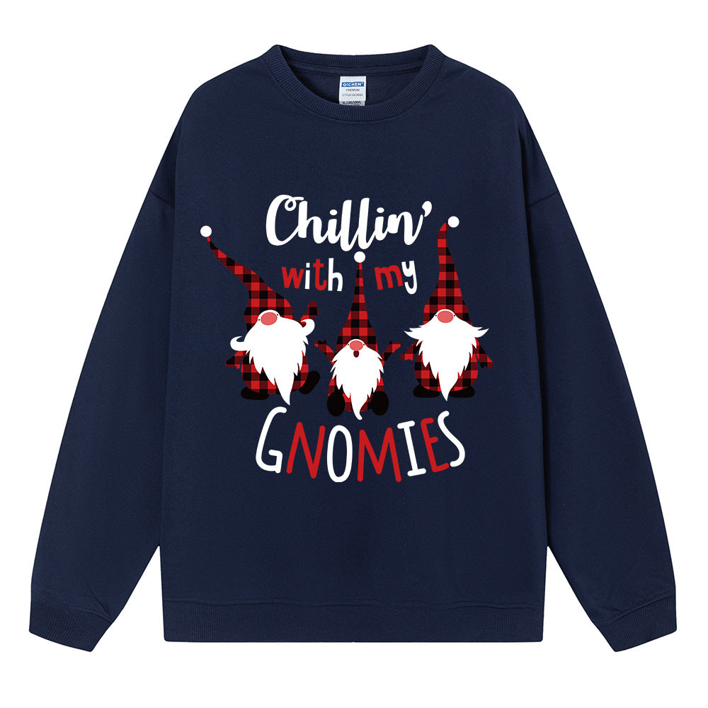 Chillin' With My Gnomies Sweatshirt, Christmas Graphic Crewneck Pullover
