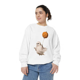 Cute Ghost Halloween Sweatshirt, Pumpkin Balloon Pullover, Vintage Spooky Season Gift for Women, Cozy October Fall Outfit for Ghost Loversv