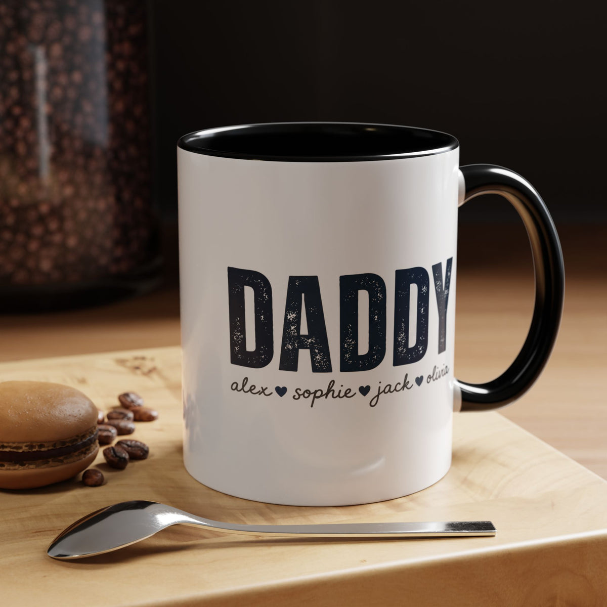 Personalized Daddy Coffee Mug with Kids Names, Custom Dad Mug Gift from Children, Father's Day Coffee Cup, Birthday Gift for Daddy