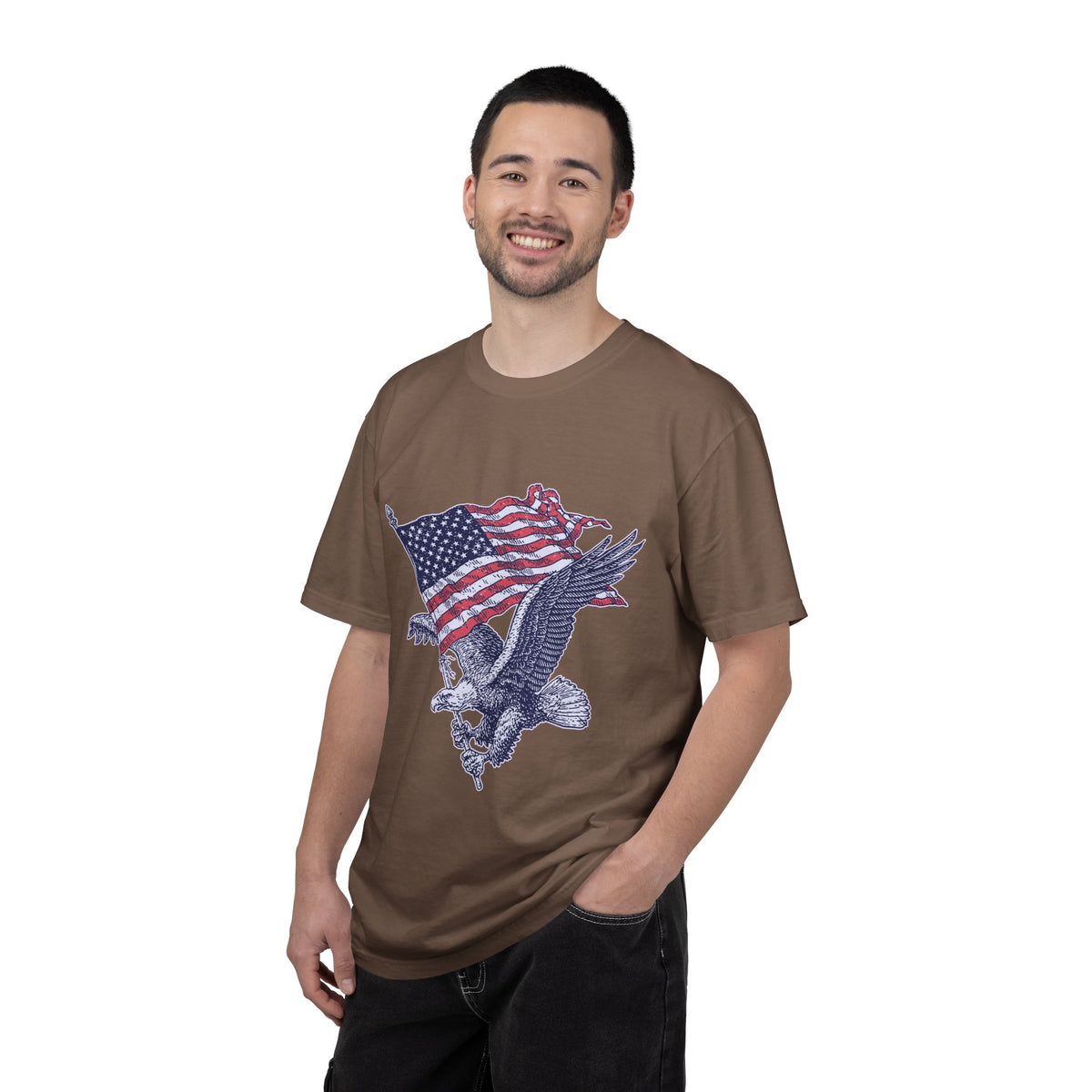 Bald Eagle American Flag Shirt, Retro Patriotic Graphic, Gift for USA Pride Fans, Fourth of July Celebrations and Everyday Clothing