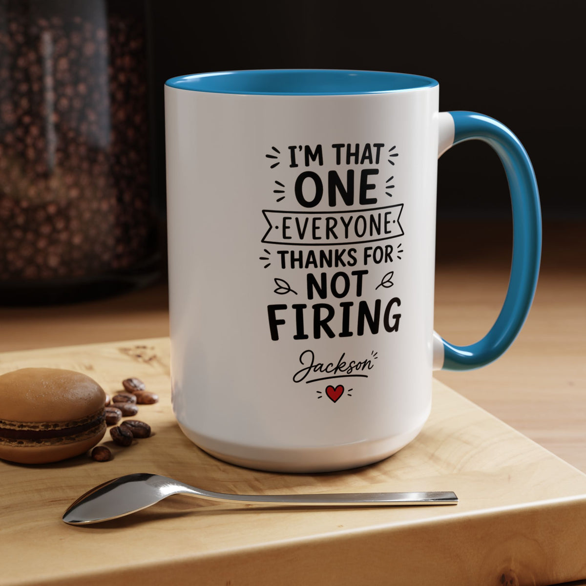 Personalized Funny Boss Mug, Thanks for Not Firing Us Coffee Cup, Custom Manager Name Gift, Coworker Office Humor, Boss Day Present