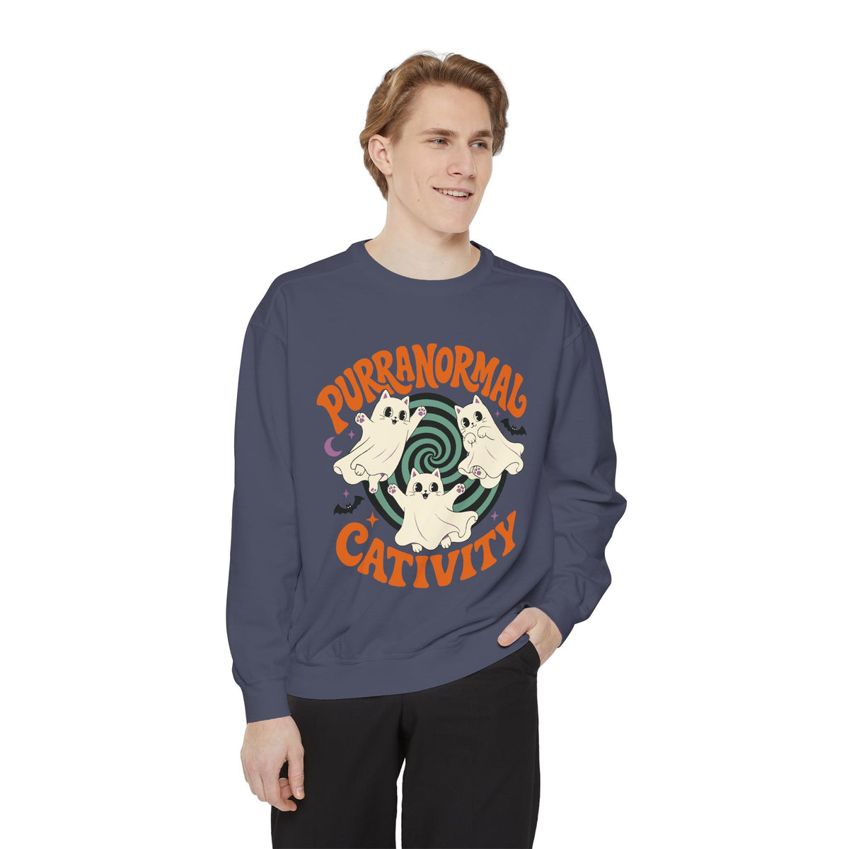 Purranormal Cativity Sweatshirt, Funny Halloween Cat Crewneck, Ghost Kitty Shirt for Cat Lover, Spooky Season Gift, Cute Fall Outfit
