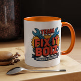 Mechanic Coffee Mug, Team Fix It Boiz Wrench and Gear Design, Handyman Gift for Dad or a Repair Crew Coworker, Workshop Coffee Break Cup