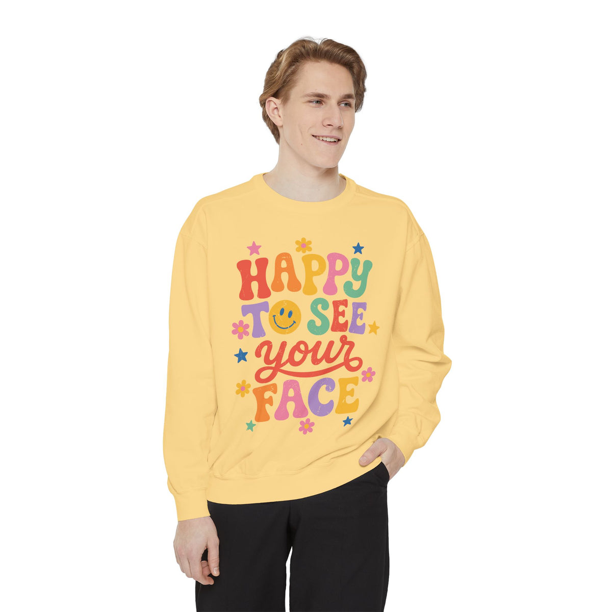 Happy to See Your Face Sweatshirt, Colorful Teacher Crewneck, Retro Classroom Shirt, Back to School Outfit, Educator Appreciation Gift