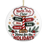 Personalized North Pole Christmas Ornament, Custom Family Name Keepsake, Festive Signpost Decor, Unique Holiday Gift for Families