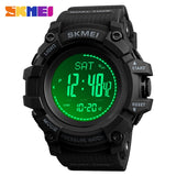 SKMEI black digital watch with green backlit LCD display and rugged black band