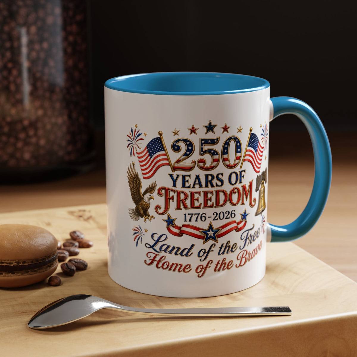 250 Years of Freedom Mug, America 250th Anniversary Coffee Mug, Patriotic Eagle Liberty Bell Cup, USA Semiquincentennial Gift