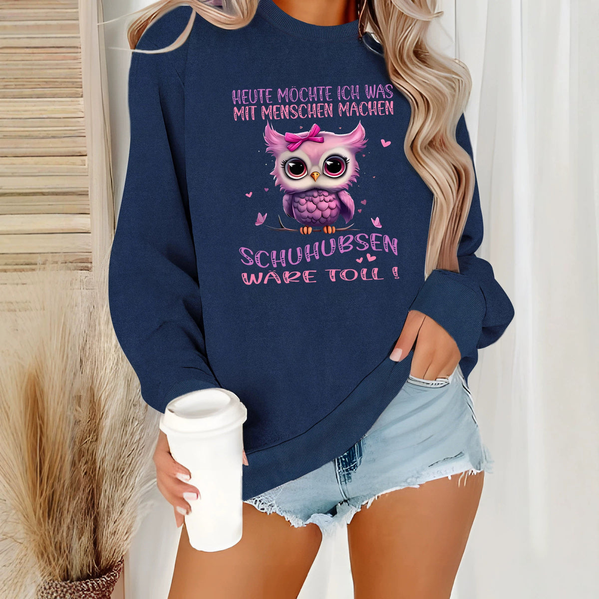 Round neck fleece hoodie
