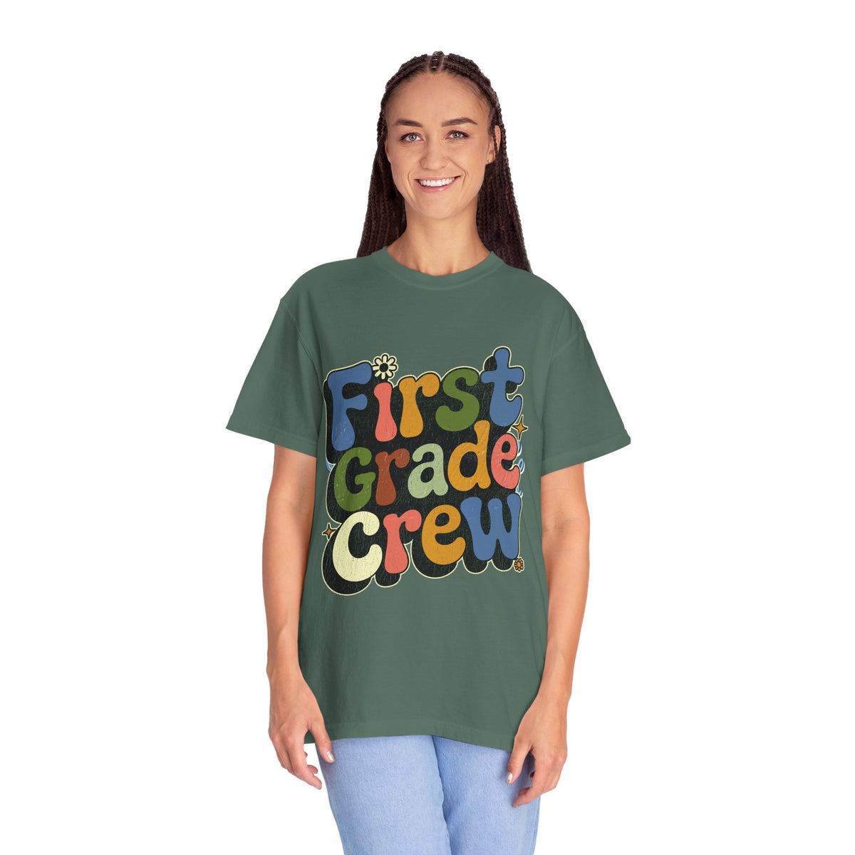 First Grade Crew T-Shirt, Retro Teacher Team Graphic Tee, Elementary School Staff Gift, First Day Classroom Outfit, Grade One Shirt