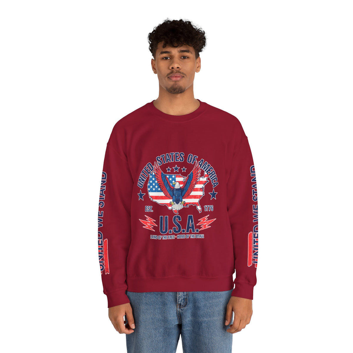 United We Stand Sweatshirt, American Eagle USA Pullover, Patriotic Flag Top, Vintage Americana Clothing, Fourth of July Gift for Women