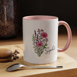 Personalized Floral Name Mug, Custom Wildflower Coffee Cup for Her, Birthday Gift for Women, Botanical Friend or Coworker Keepsake