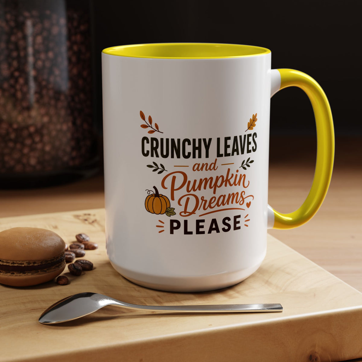 Cozy Air and Crunchy Leaves Mug, Pumpkin Dreams Fall Coffee Cup, Autumn Lover Gift for Her, Cute Seasonal Drinkware and Decor