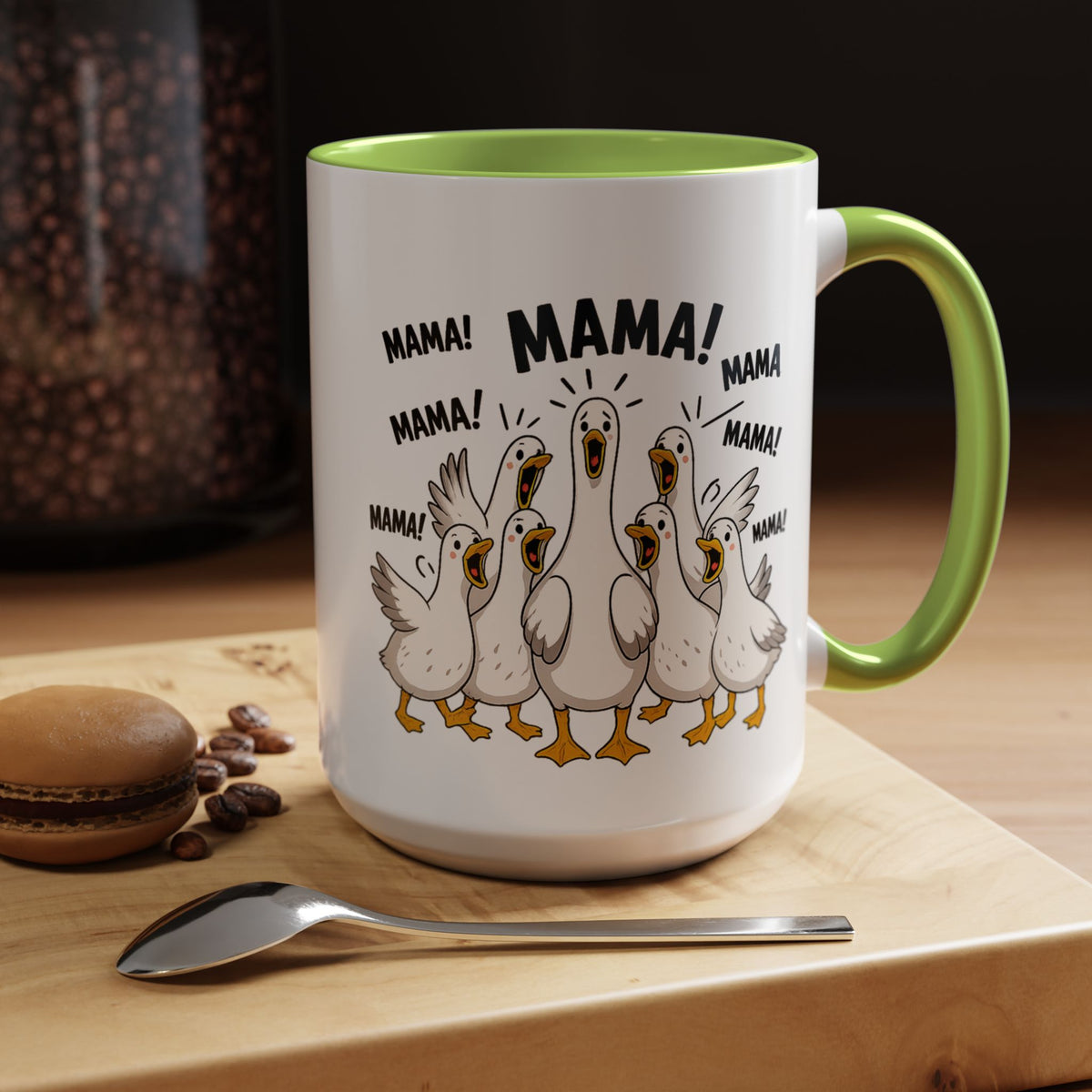 Funny Loud Ducks Mama Coffee Mug, Cute Mother's Day Gift from Kids, Sarcastic Chaos Mom Ceramic Tea Cup with Black Handle