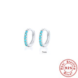 S925 Sterling Silver Circle Earrings with Turquoise and Diamond Inlay 18K Gold Plated Stud Earrings Jewelry