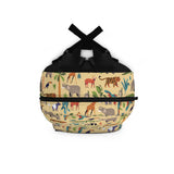 Jungle Animal Backpack for Kids, Safari Wildlife Print, Tropical School Bag, Tiger Elephant Parrot Design
