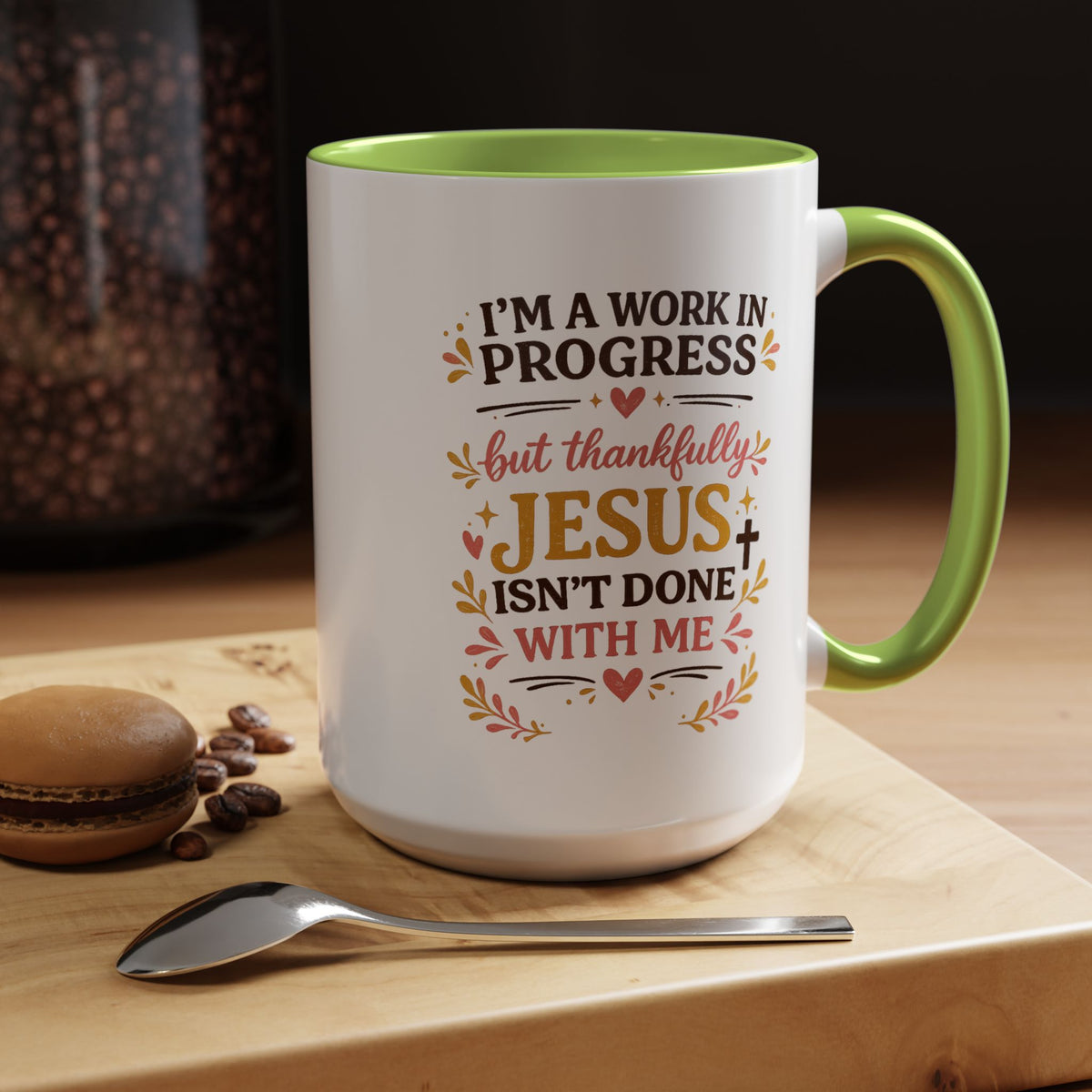 I'm a Work in Progress Christian Coffee Mug, Encouraging Faith Gift for Women, Inspirational Jesus Scriptures Ceramic Tea Cup, Religious Quote