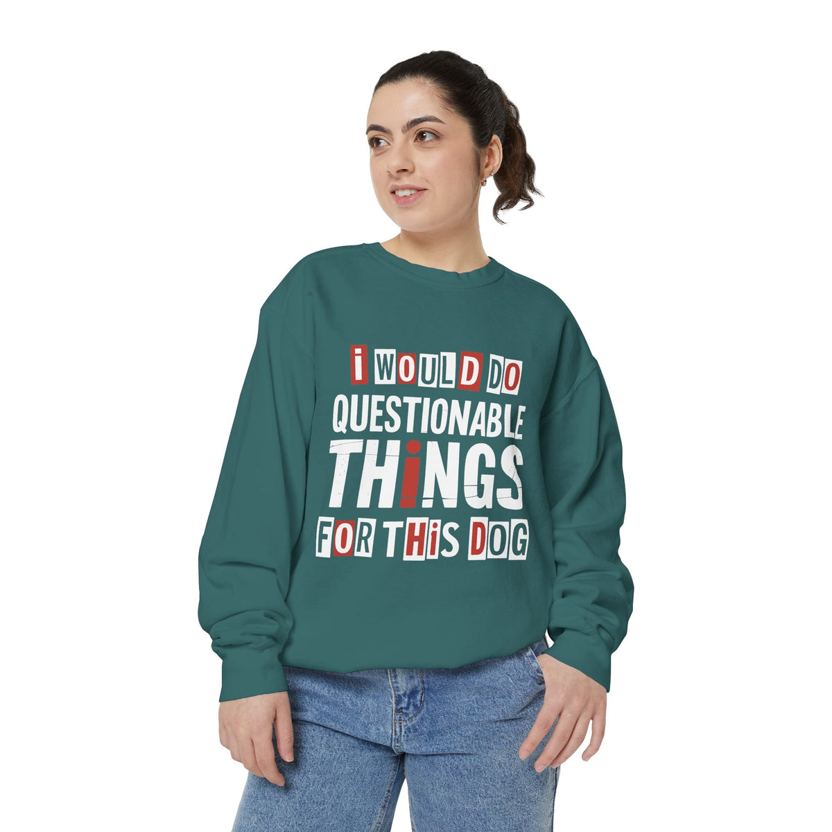 Funny Dog Lover Sweatshirt, I Would Do Questionable Things For This Dog Crewneck, Dog Dad Gift, Pet Lover Sweatshirt