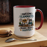 Awesome Teammates Coffee Mug, Coworker Appreciation Gift, Funny Dog and Cat Office Cup, Team Thank You Present for Colleague or Boss