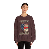 Personalized Proud Mom Sweatshirt, Custom Military Mom Pullover, American Flag Heart Crewneck, Military Mom Gift, Patriotic Mother Shirt
