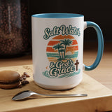Christian Beach Lover Coffee Mug, Salt Water and God's Grace Mug, Coastal Faith Gift, Religious Ocean Lover Cup, Christian Gift