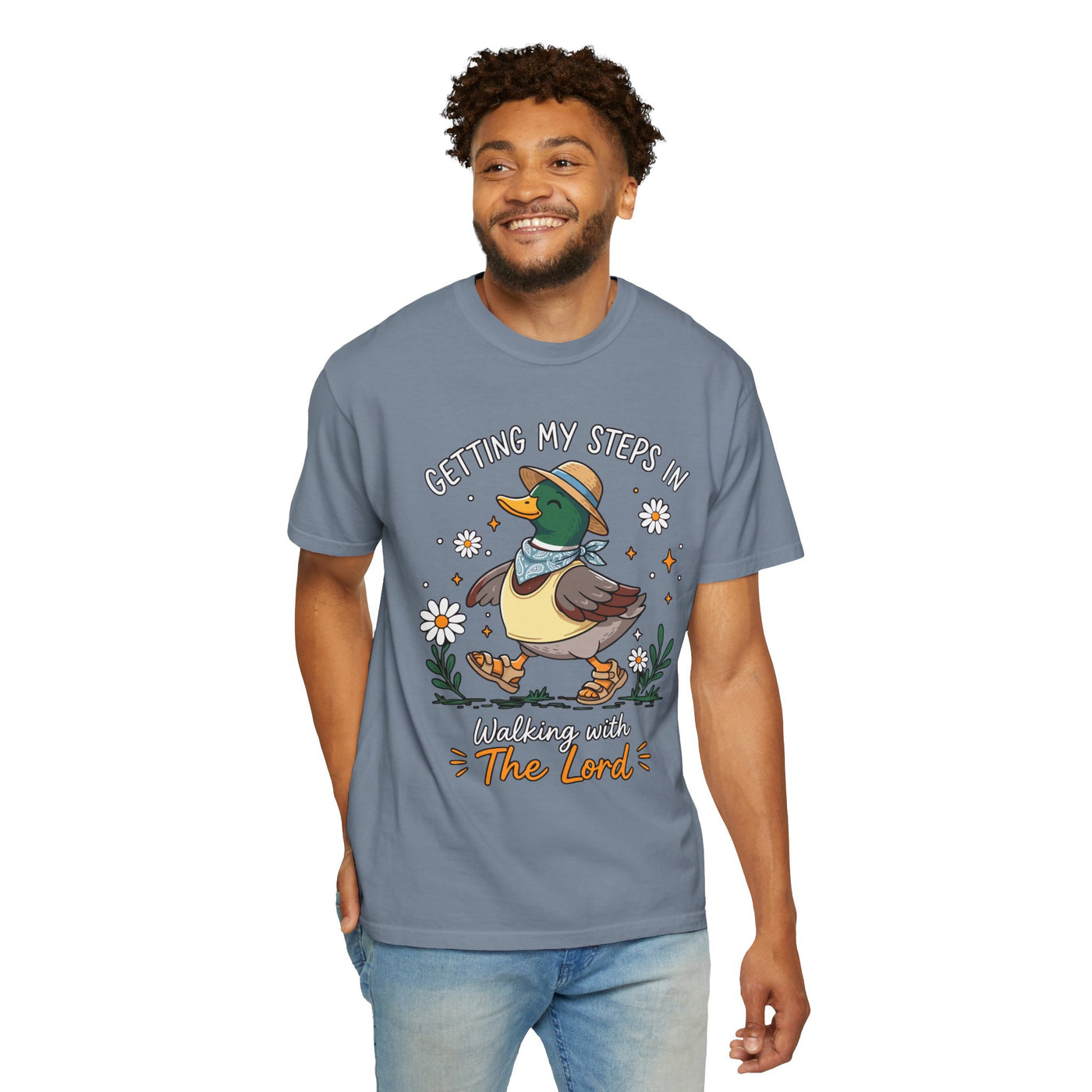 Christian Duck Comfort Colors Shirt, Walking with the Lord Graphic Tee, Cute Faith Based Duck Shirt, Trendy Christian Comfort Tee