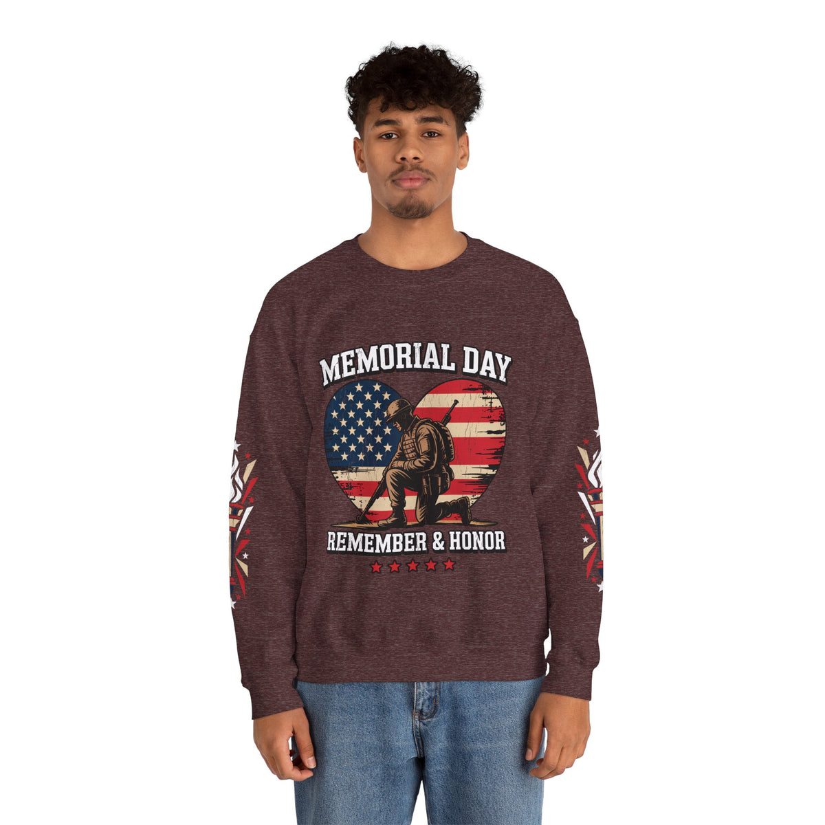 Memorial Day Sweatshirt, Patriotic Military Pullover, Remember and Honor American Flag Crewneck, Veteran Gift, Memorial Day Shirt