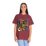 First Grade Crew T-Shirt, Retro Teacher Team Graphic Tee, Elementary School Staff Gift, First Day Classroom Outfit, Grade One Shirt