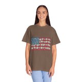 American Flag Floral Shirt, Patriotic Flower Graphic Tee, Vintage Americana T Shirt, Fourth of July Outfit, Red White Blue Gift