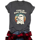 Halloween pattern round neck short sleeved shirt