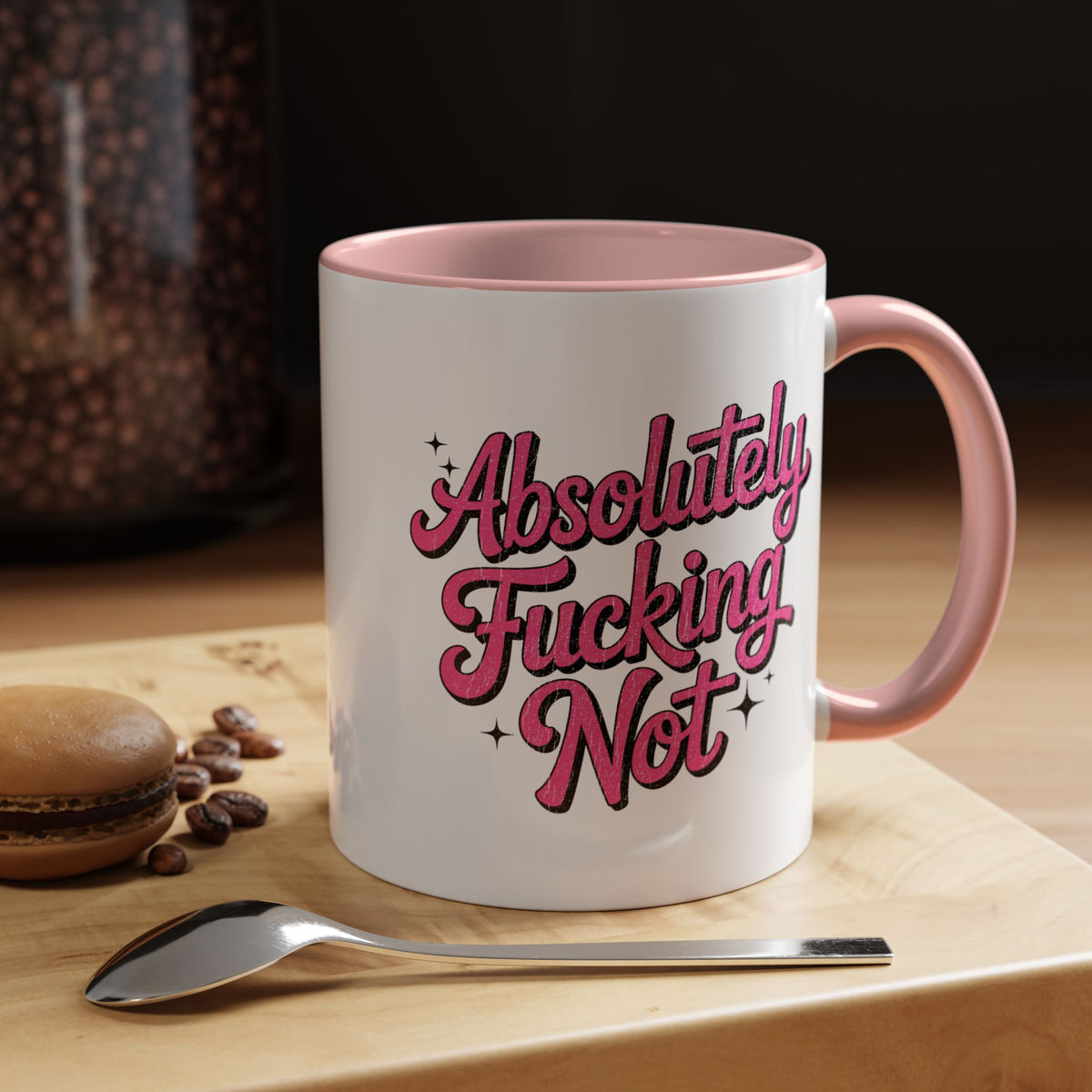 Absolutely Not Coffee Mug, Funny Sarcastic Pink Retro Lettering, Sassy Birthday Gift for a Best Friend or Office Work Bestie