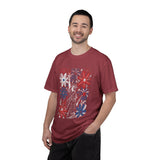 Patriotic Fireworks Shirt, Red White Blue Flower Graphic Tee, Americana T Shirt, Fourth of July Outfit, Vintage USA Gift for Women