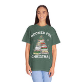Booked for Christmas Shirt, Book Lover Holiday T-Shirt, Christmas Tree Books Tee, Cozy Reading Gift for Librarian, Teacher or Bookworm