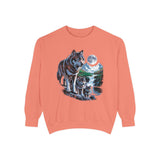 Wolf Pack Mountain Sweatshirt, Moonlit Wildlife Crewneck, Nature Lover Gift, Wilderness Forest Graphic Cozy Outdoor Pullover Unisex Top