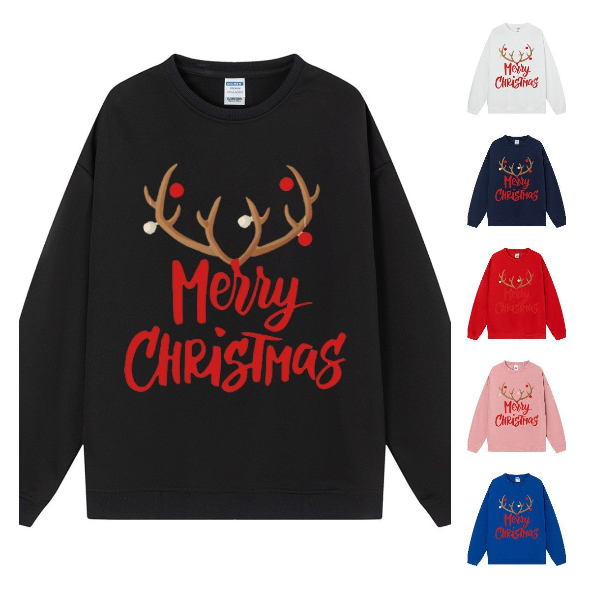 Merry Christmas reindeer print women's mid to long hoodie for Christmas