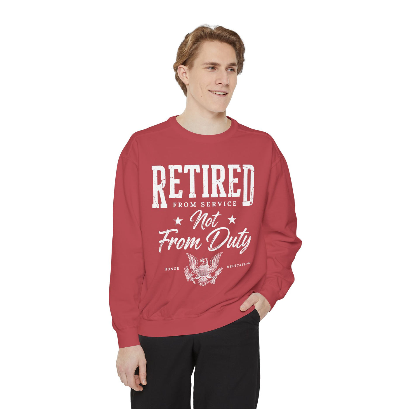 Retired From Service Not From Duty Sweatshirt, Military Retirement Crewneck, Veteran Gift, Patriotic Eagle Veterans Day Pullover for Retiree