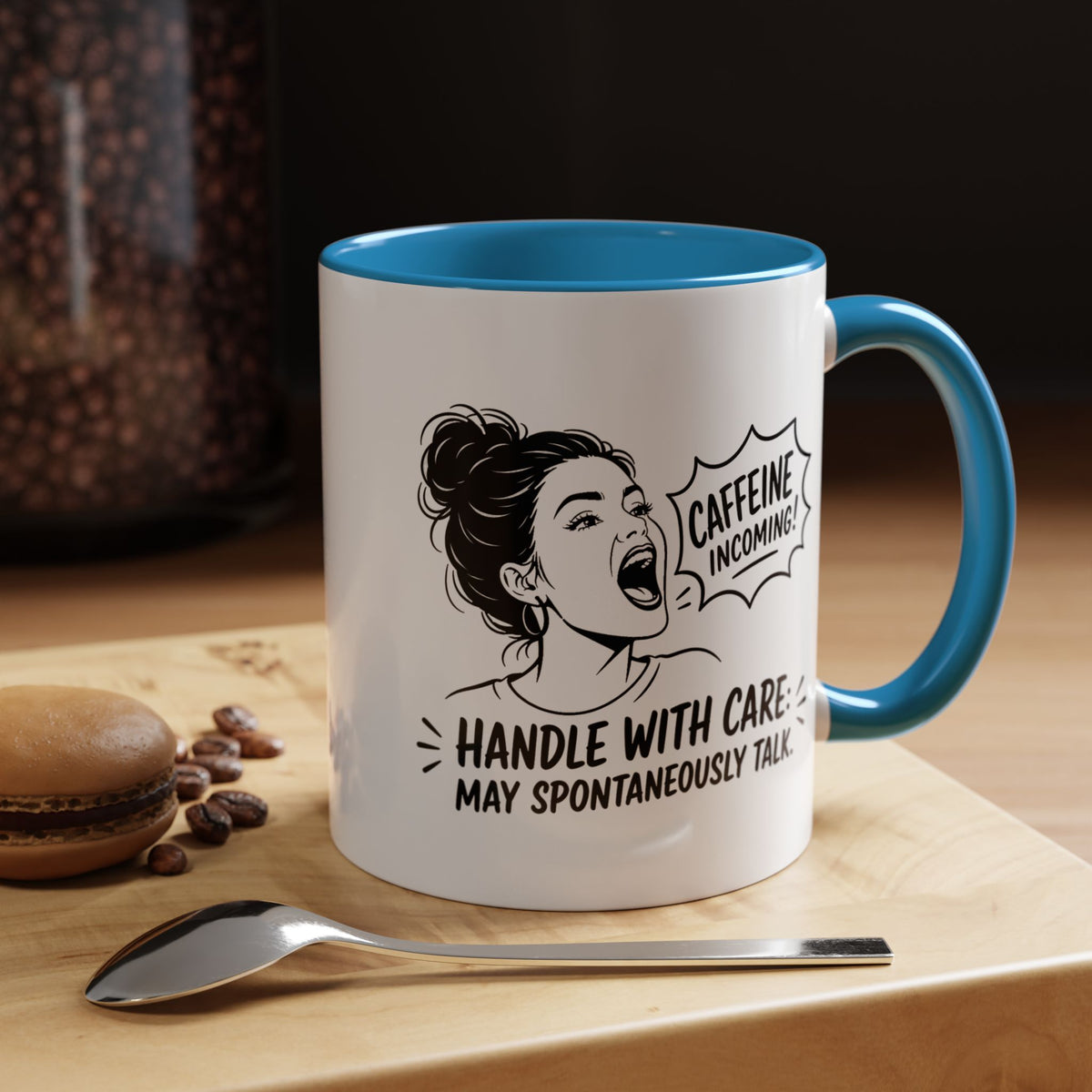 Funny Coffee Lover Mug, Caffeine Incoming Coffee Cup, Handle With Care Mug, Funny Coworker Gift, Office Humor Mug for Women