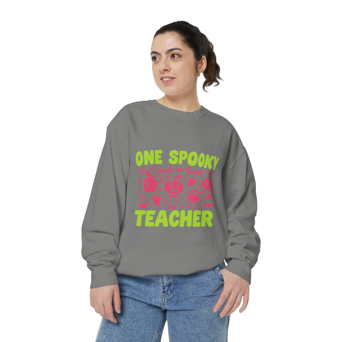 One Spooky Teacher Sweatshirt, Trick or Teach Halloween Crewneck, Cute Educator Gift, Spooky Classroom Shirt, Cute Fall School Outfit