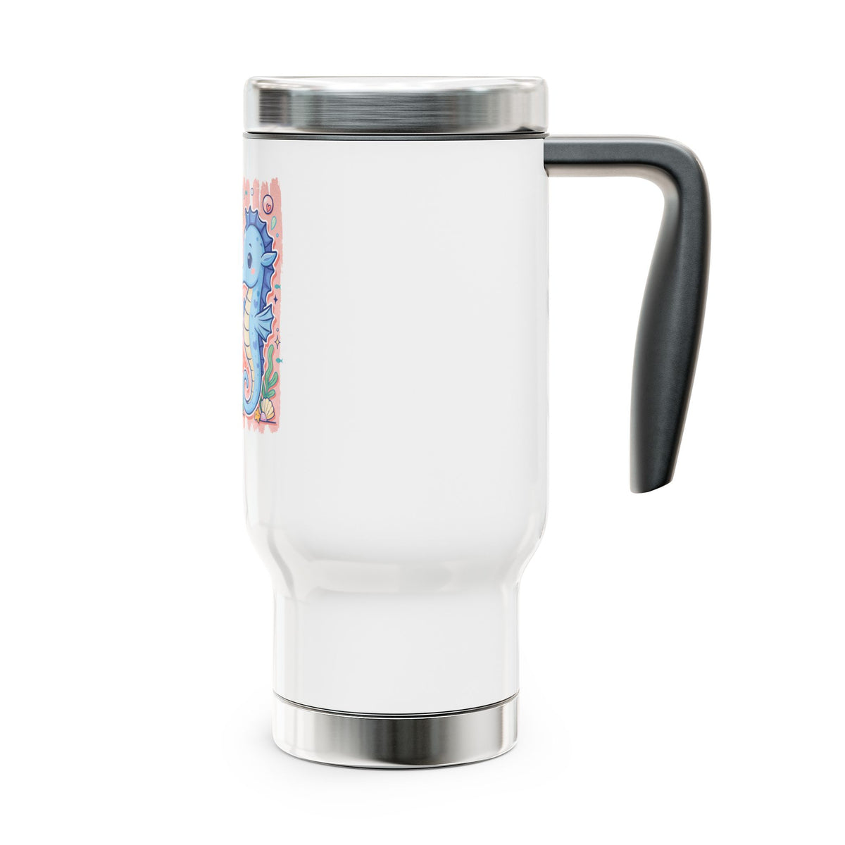 Happy to Sea You Stainless Steel Travel Mug, Cute Seahorse Cup, Ocean Lover Gift, Beach Vacation Drinkware