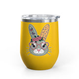 Floral Bunny Wine Tumbler, Cute Rabbit with Heart Glasses, Easter Gift for Her, Whimsical Spring Drinkware, Bunny Lover Gift