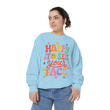 Happy to See Your Face Sweatshirt, Colorful Teacher Crewneck, Retro Classroom Shirt, Back to School Outfit, Educator Appreciation Gift