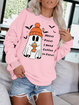 Witchy Coffee Ghost Sweatshirt, Halloween Graphic Crewneck Pullover