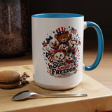 Cute Patriotic Animal Coffee Mug, Fourth of July Mug for Kids and Families, Stars Smiles and Freedom Cup, Independence Day Gift
